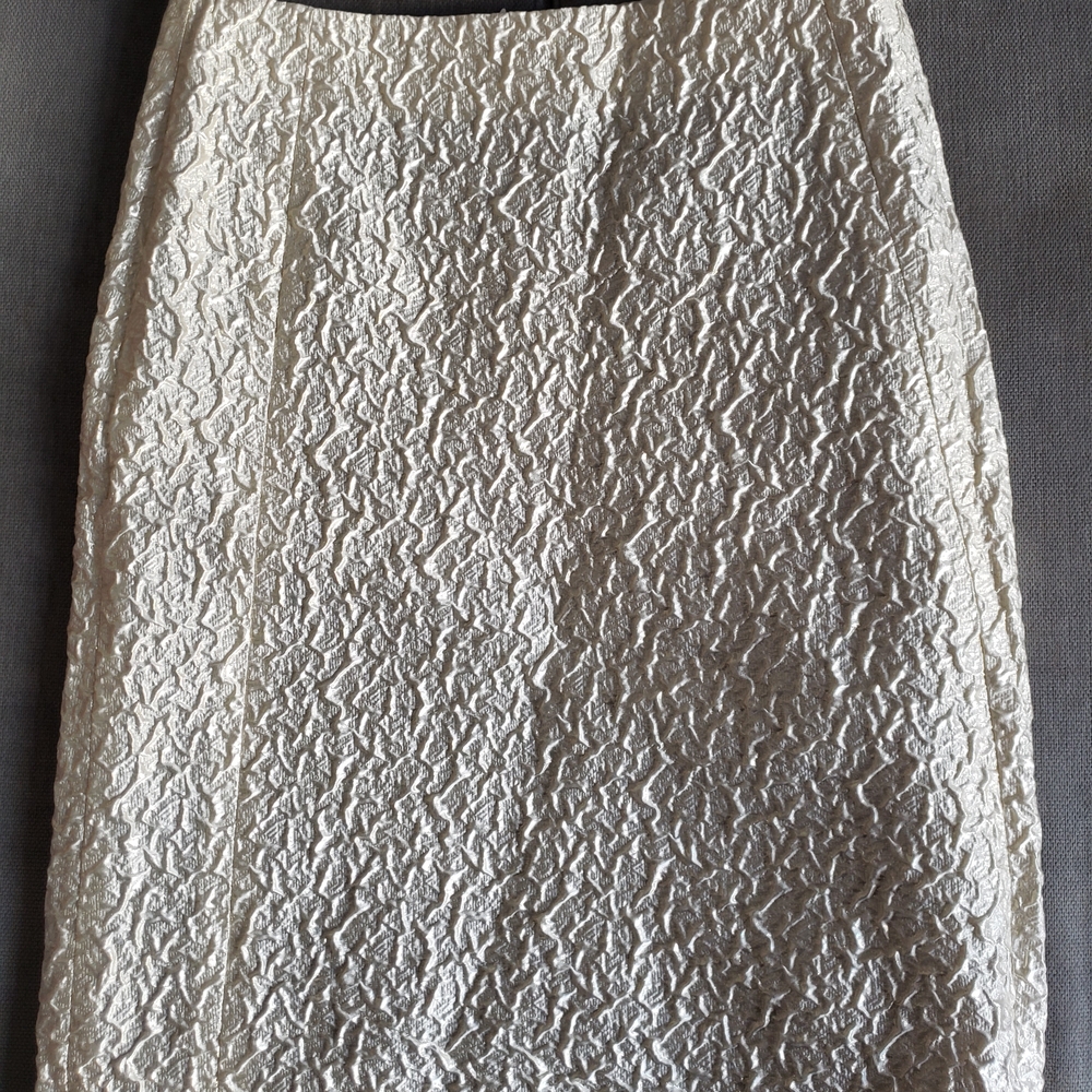 Jil Sander Cream Textured Brocade Pencil Skirt